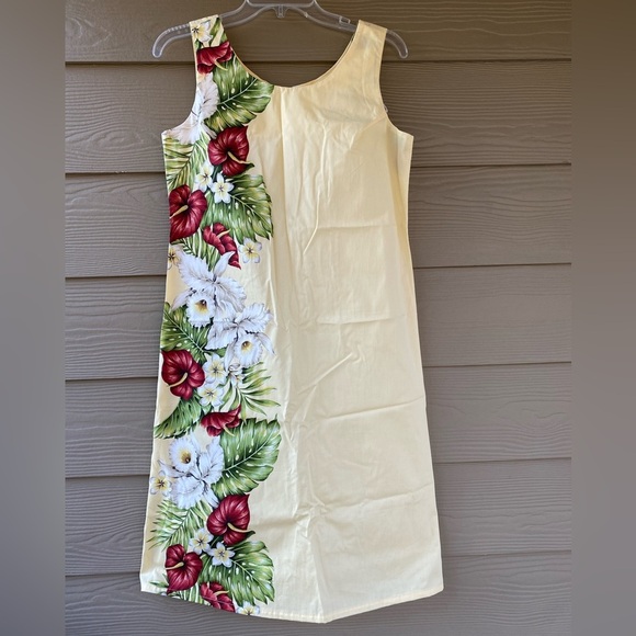 KY's Made in Hawaii Dresses & Skirts - KY's Yellow Tropical Floral Anthurium Orchid Havaiian Midi Tank Dress
